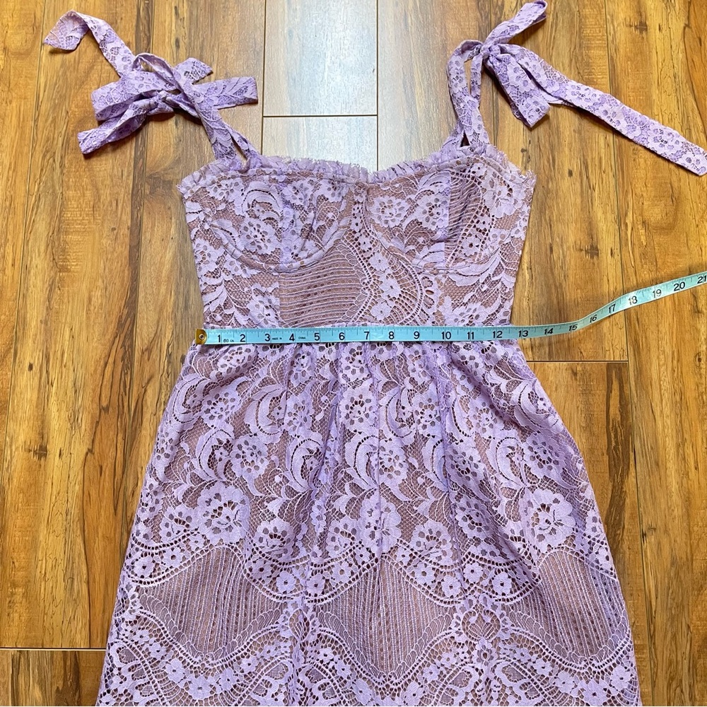 For Love & Lemons Valentina Lace Corset Mini Dress in Lavender Size S - Picture 10 of 16